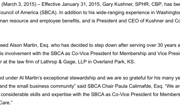 SBCA Selects New President